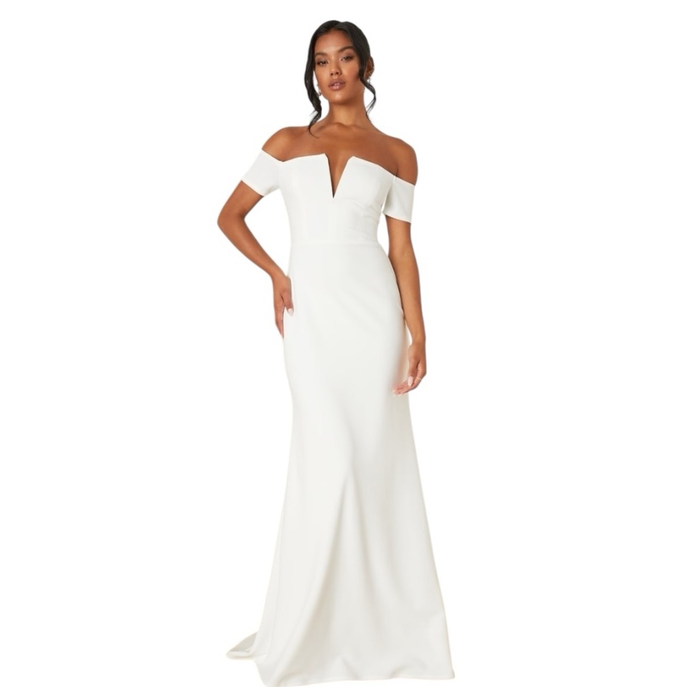 Lulus Loveliest Aura White Off the Shoulder Mermaid Maxi Dress